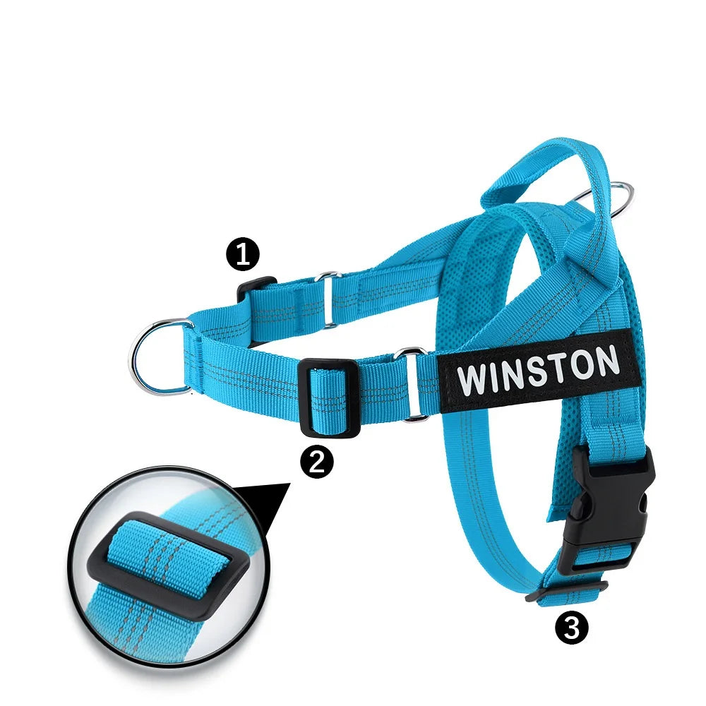 Personalized Veltrio Pettorina Adjustable Non-slip Dog Harness Triangular Reflective Vest with Custom Name Patch