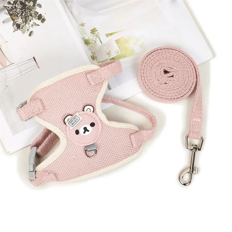 Adjustable vest-style pet harness breathable dog leash set, suitable for small dogs, cats, rabbits