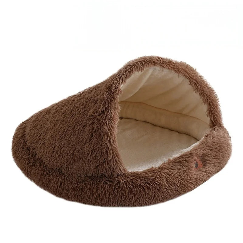 Winter Warmth-Insulating Eco-Friendly Square Fiber Animal Pattern Enclosed Dog Bed with Memory Foam Filling, Hand Washable