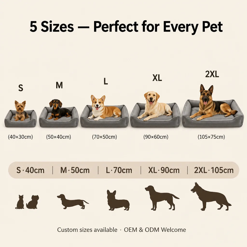 Waterproof Oxford Cloth Pet Sofa Bed Scratch-Resistant Fabric PP Cotton High Resilience Easy Hair Removal Non-Slip Base