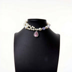 Pearl Crystal Pendant Princess Style Pet Collar Necklace Stretchable Design Suitable for Cats and Dogs - Suitable for All Seasons