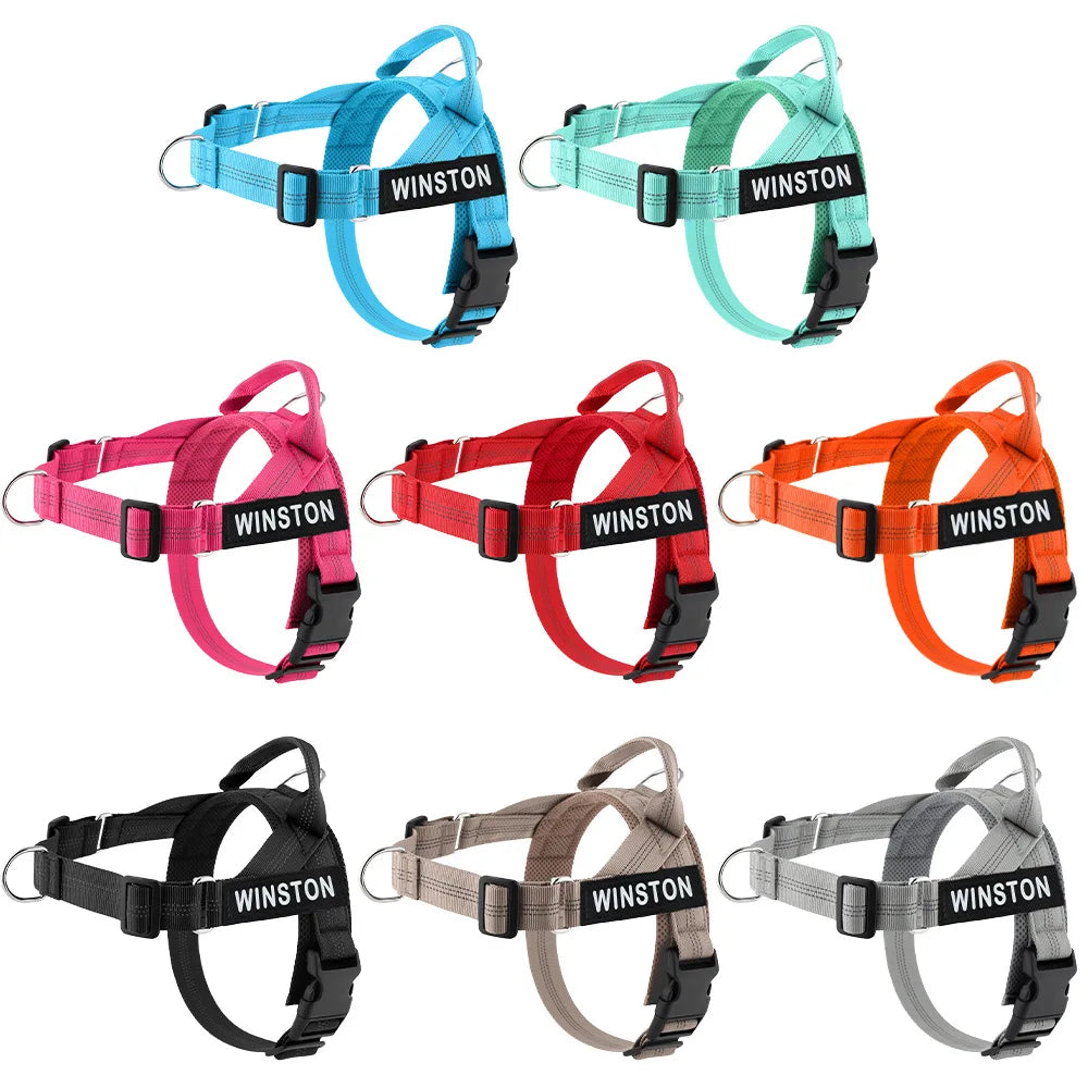 Personalized Veltrio Pettorina Adjustable Non-slip Dog Harness Triangular Reflective Vest with Custom Name Patch