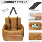 Dog Car Booster Seat, Quilted Pet Booster Seat for Small Dogs and Cats Under 30 lbs, Washable Cover, Safety Belt, Fits SUVs and Vans