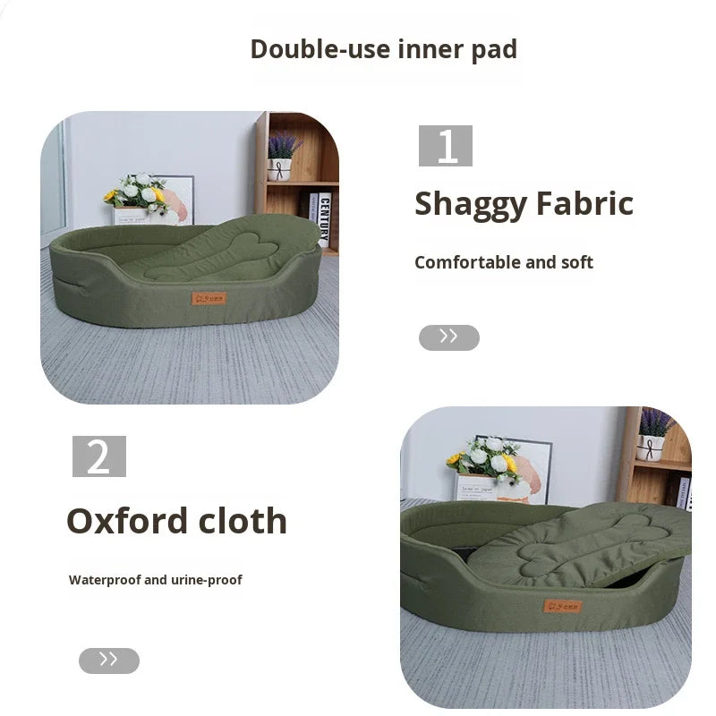 Bite-Resistant Oxford Cloth Dog and Cat Cave Bed Orthopedic Support Bed for Large Dogs Oval Four Seasons Warm Fashionable Modern