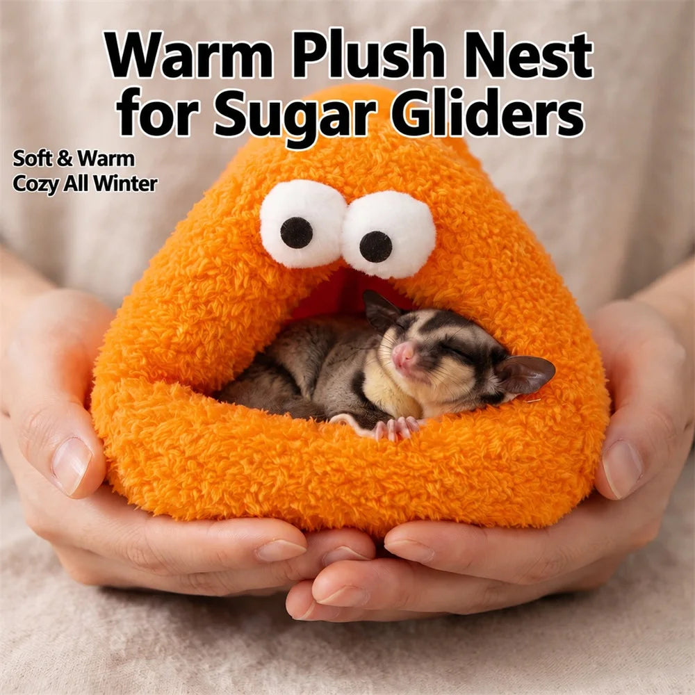 Halloween Monster Style Big-eyed Hamster Nest Winter Warm Fleece Small Pet Bed Pearl Velvet Sleep Cave Suitable for Small Animals