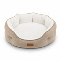 Fan-shaped pet bed with plush long hair artificial fur, comfortable PP cotton filled, removable and washable dog and cat pad