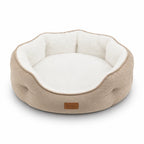 Fan-shaped pet bed with plush long hair artificial fur, comfortable PP cotton filled, removable and washable dog and cat pad