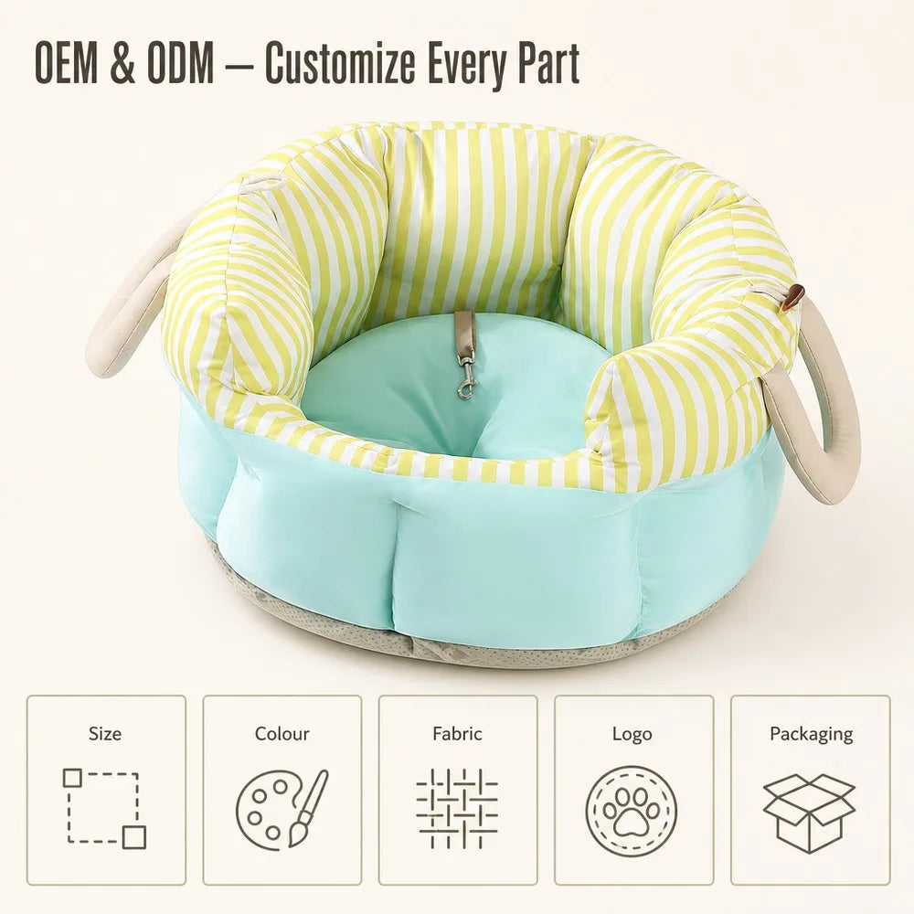 Multi-functional pet car seat, harness and small dog bed