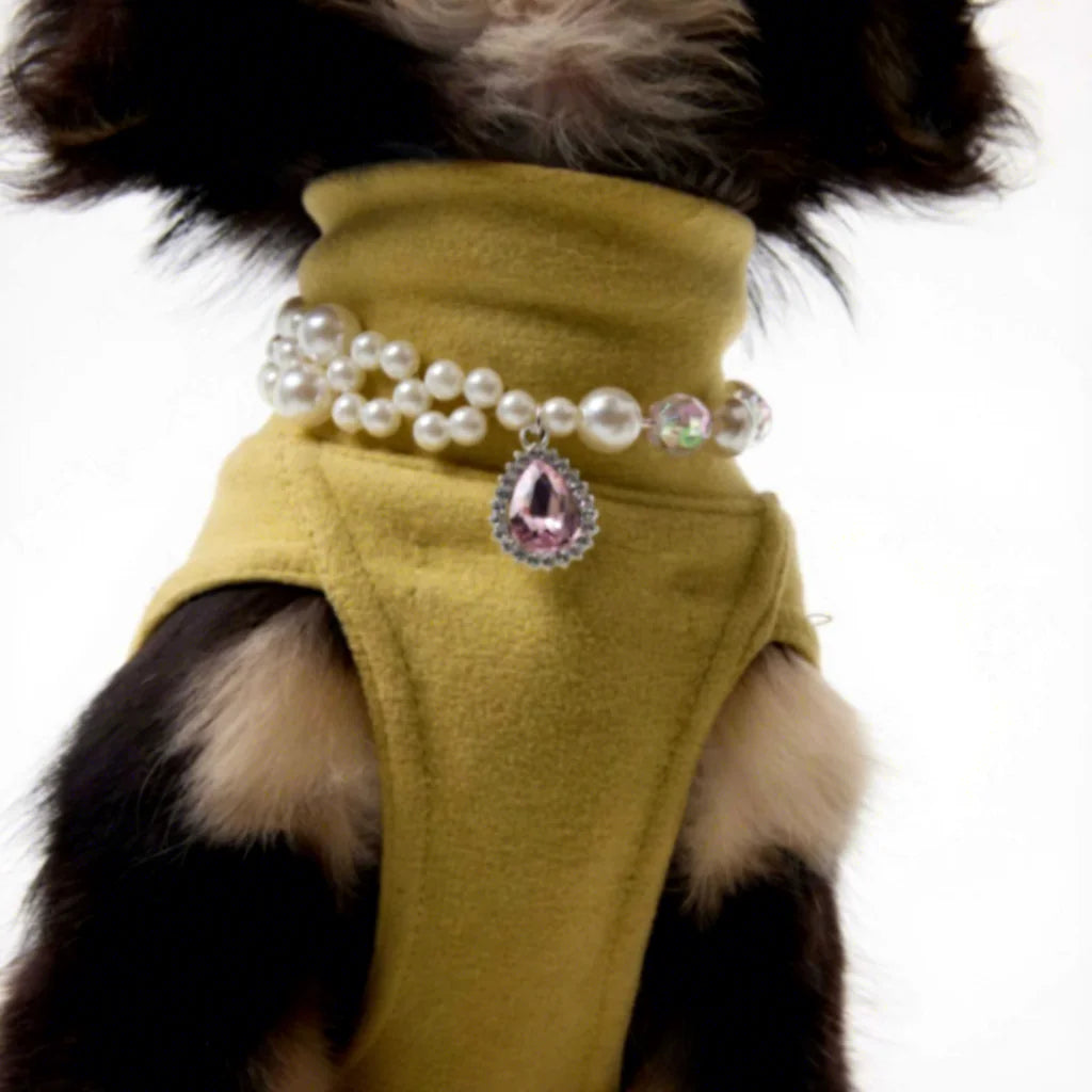 Pearl Crystal Pendant Princess Style Pet Collar Necklace Stretchable Design Suitable for Cats and Dogs - Suitable for All Seasons
