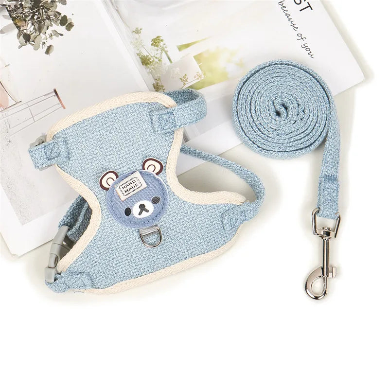 Adjustable vest-style pet harness breathable dog leash set, suitable for small dogs, cats, rabbits