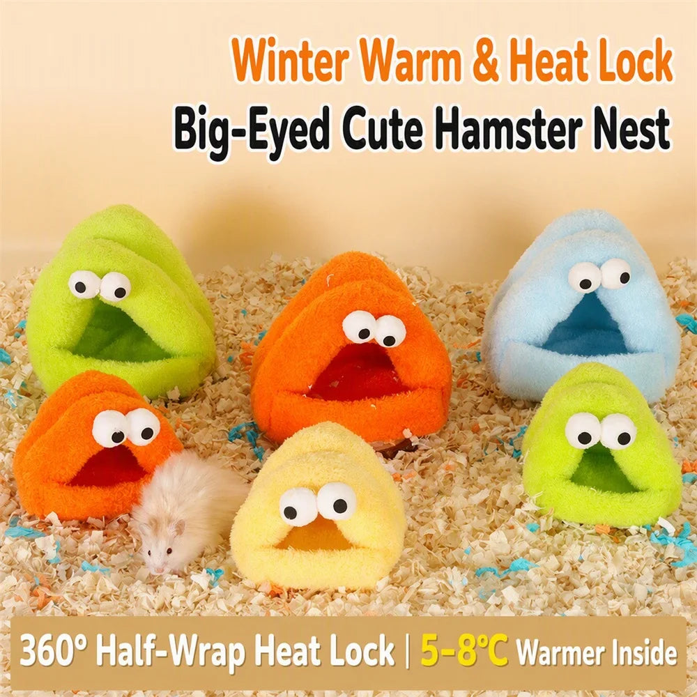 Halloween Monster Style Big-eyed Hamster Nest Winter Warm Fleece Small Pet Bed Pearl Velvet Sleep Cave Suitable for Small Animals