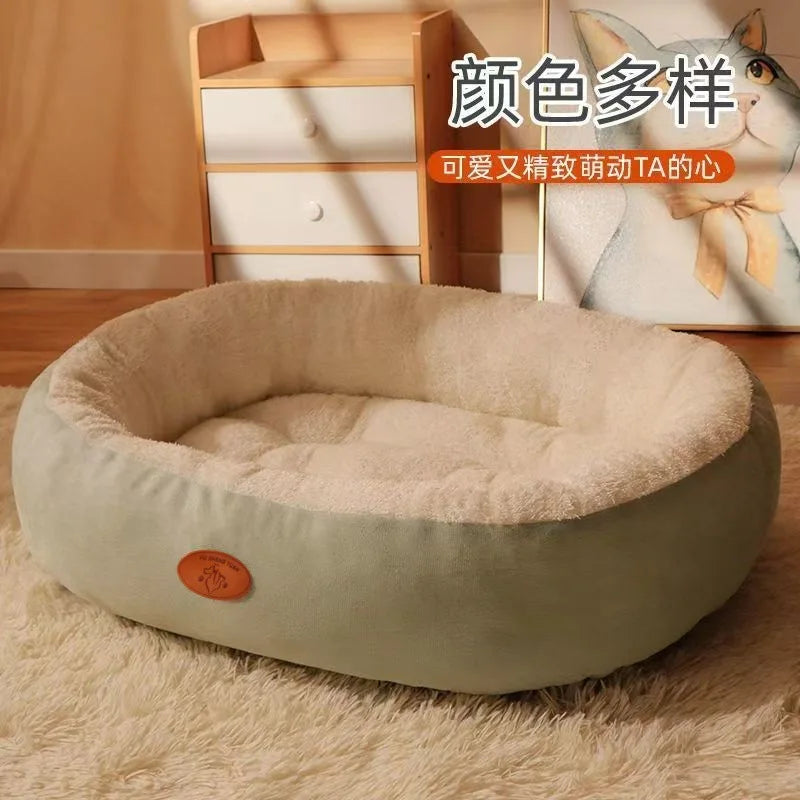New breathable waterproof oval polyester pet bed, suitable for medium/large dogs and cats, usable all year round, no assembly required