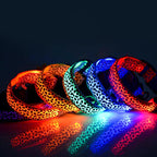 Custom Logo Leopard Print Waterproof Adjustable LED Dog Collar