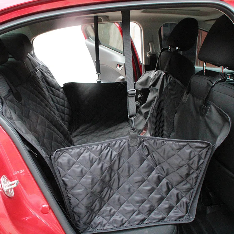 Quilted dog car seat covers with hammock and bench styles, suitable for the rear seat
