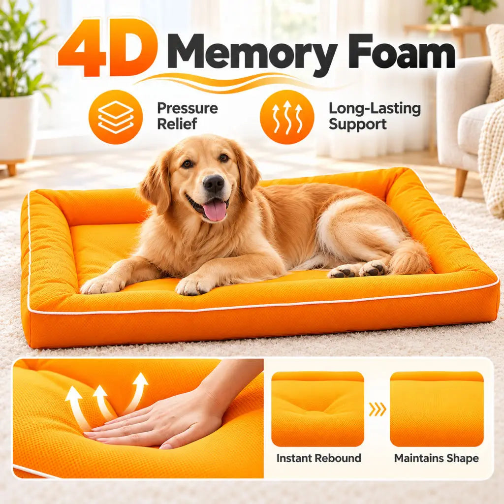 Waterproof and durable Oxford cloth dog bed, non-slip surface, sturdy rectangular design, suitable for cats and dogs
