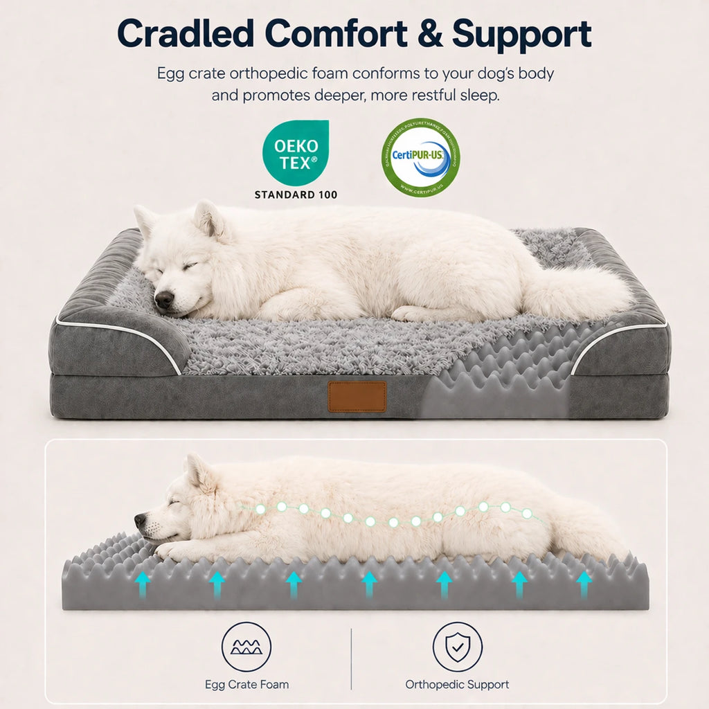 Premium pet bed dog sofa with luxury non-slip base, removable orthopedic large dog bed, washable