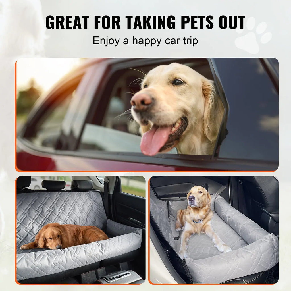 Dog Car Booster Seat Waterproof Oxford Cloth Pet Car Seat with Seat Belt Clip PP Cotton Filled Suitable for Cats