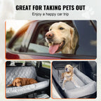 Dog Car Booster Seat Waterproof Oxford Cloth Pet Car Seat with Seat Belt Clip PP Cotton Filled Suitable for Cats
