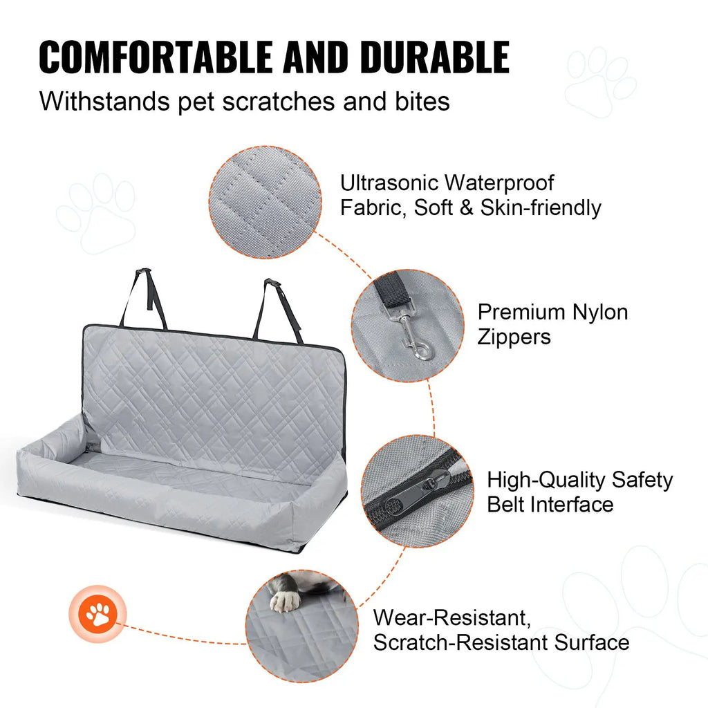 Dog Car Booster Seat Waterproof Oxford Cloth Pet Car Seat with Seat Belt Clip PP Cotton Filled Suitable for Cats